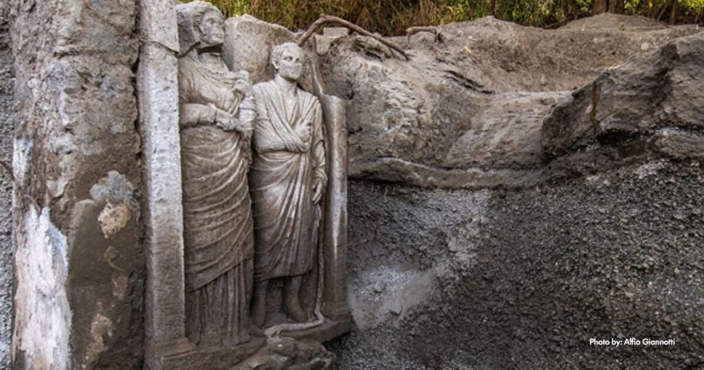 A Life-Sized Relief of a Married Couple Emerges from a Tomb at Pompeii’s Porta Sarno