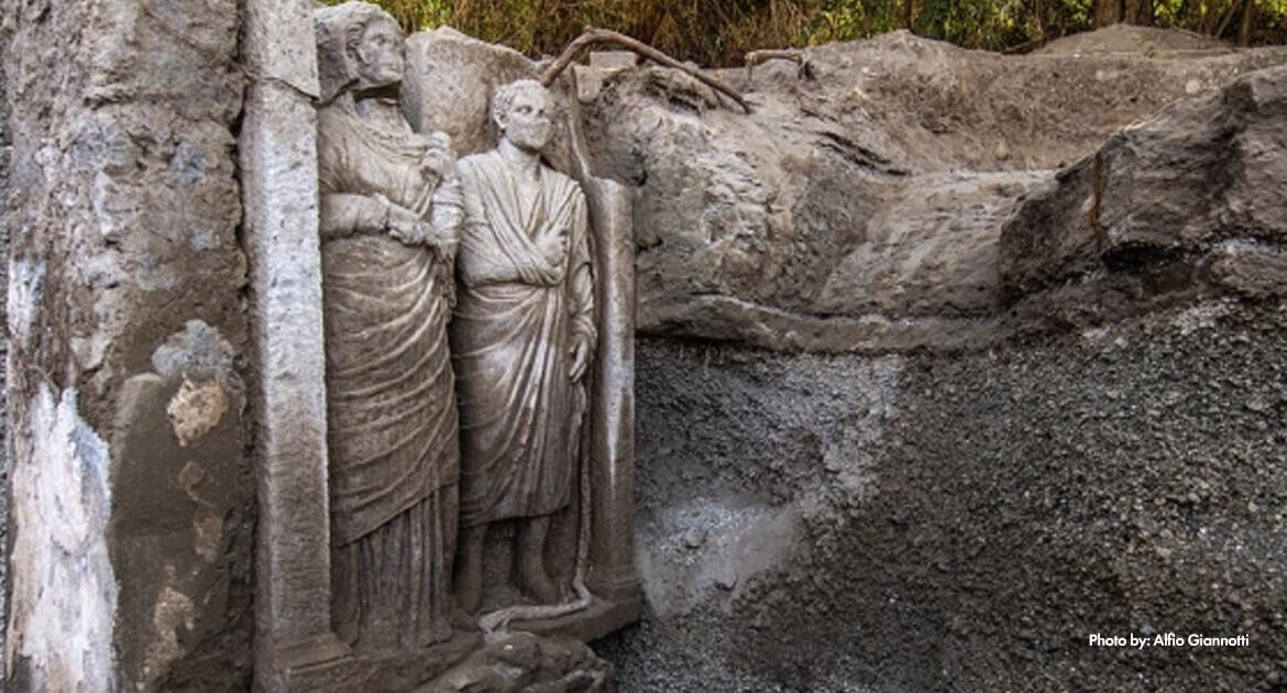 A Life-Sized Relief of a Married Couple Emerges from a Tomb at Pompeii’s Porta Sarno